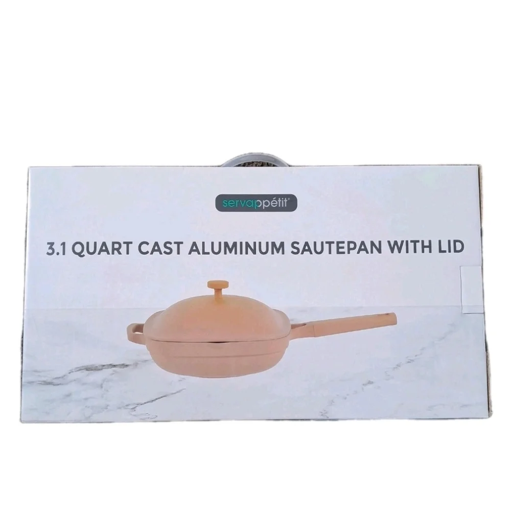 Servappetit 3.1 Qt. Cast Aluminum Sautepan With Lid Salmon Coral Peach Color